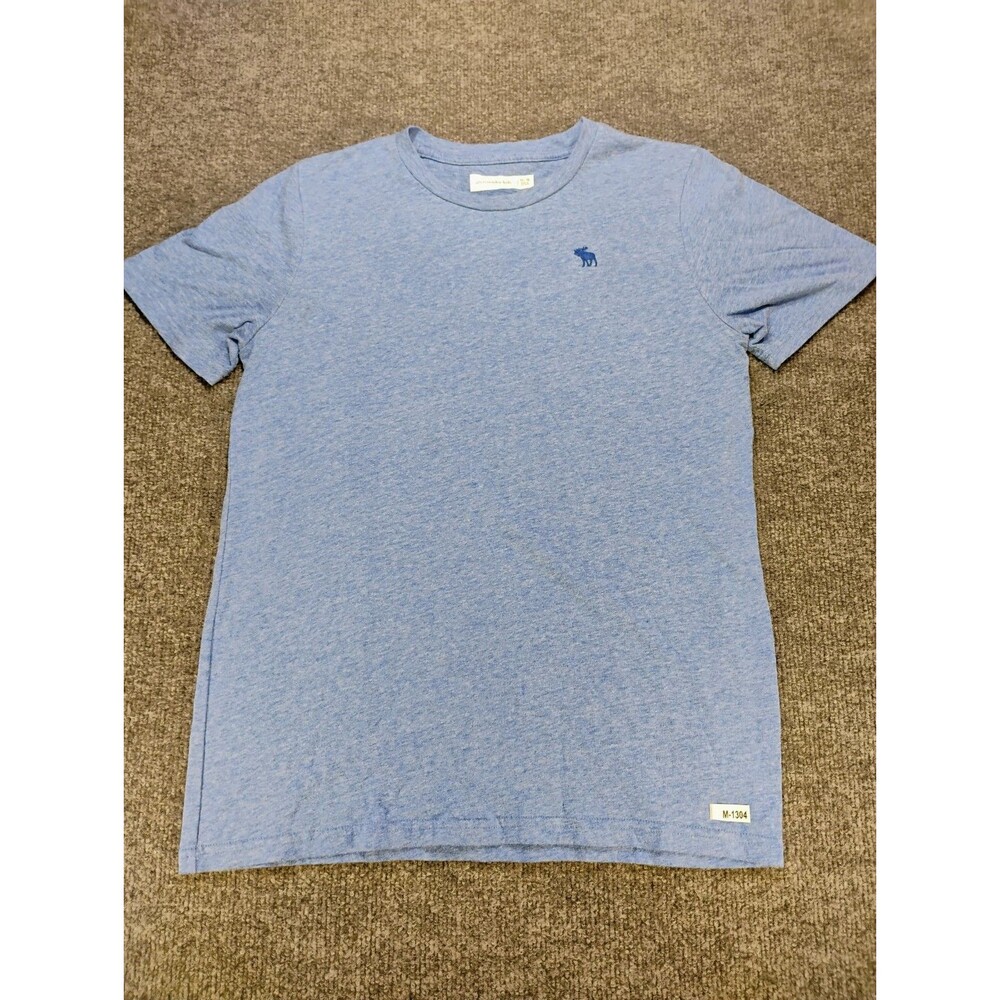 Abercrombie Kids Boys 15/16 Blue Heather Moose Logo Short Sleeve T-Shirt Tee